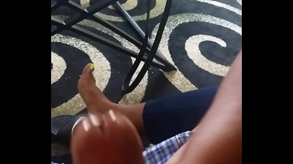 Hand job with nice feet 