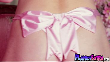 Glamorous All Natural Blondie Slips Out Of Her Fancy Pink Lingerie thumbnail