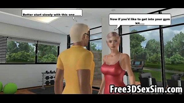 Sexy 3D_cartoon_honey motivates_her man_to work_out