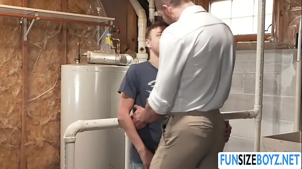 Gay Noah White and Jay Stryker are in the basement kissing each other.After that,Noah starts sucking Jays hard big cock passionately 