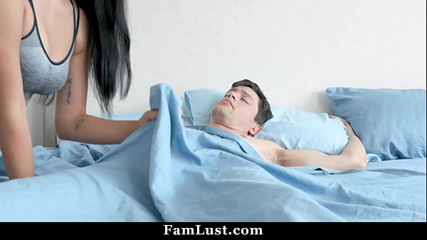 Stepsister starts therapy session by stroking his cock while he rests famlust