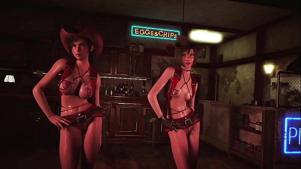 Toned hot tifa with yuffie entertain customers by dancing