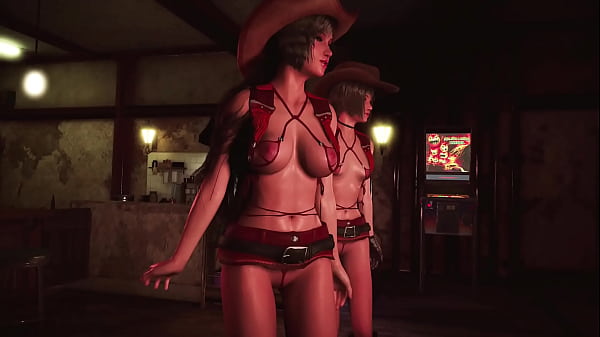 Toned hot tifa with yuffie entertain customers by dancing