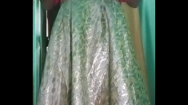 Indian Gay Crossdresser pressing her big boobs and fingering in her ass in pink dress