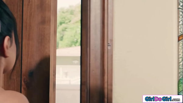 Summer col opens the door for courier chanel camryn only wearing a small tits petite latina sucks feet licks pussy and strapon fucks her