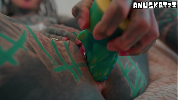 Heavily Tattooed Horny Girl Solo I Fuck Myself with a Big Toy