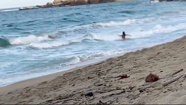 Stranger Fucks Me on a Nude Beach After I Blow Him &mdash; Real Voyeur Caught Jerking Off Watching Us 
