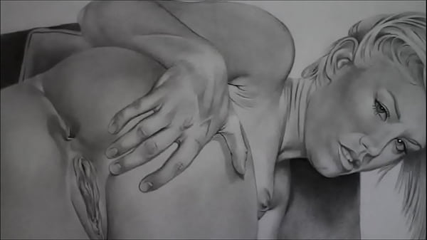 Pencil Drawing, Blonde Girl CloseUp Video 
