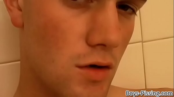 Horny young man splashing piss and cum in the shower