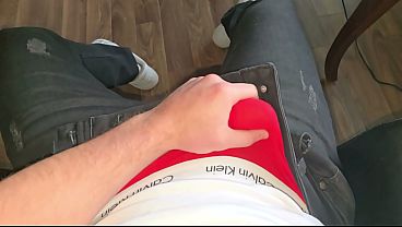PhantomGentX &ndash; Risky Office Edging Session in Red Calvin Klein 