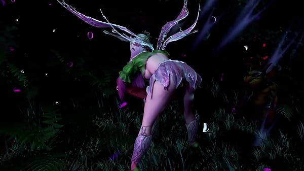 Naive pale skinned fairy gracefully posing in a elven woodland alone