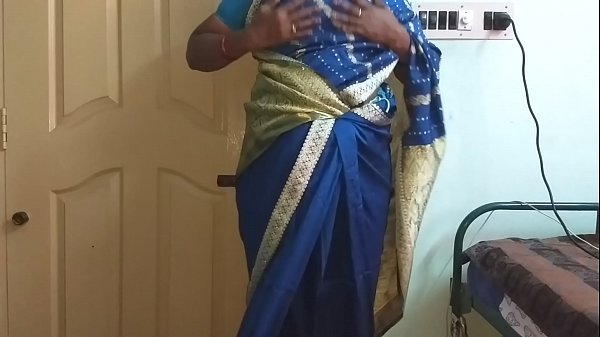 des_indian horny cheating tamil telugu kannada malayalam hindi wife_vanitha_wearing_blue colour saree showing big boobs and_shaved pussy press hard_boobs press nip_rubbing_pussy masturbation