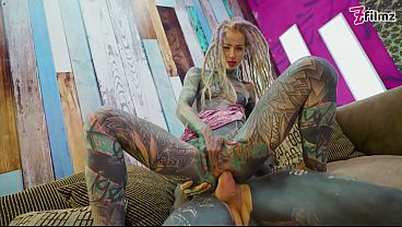 Dreadlocked inked girl anal cowgirl 