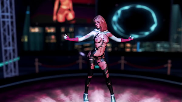 Slim athletic Gwen_Stacy dance floorwork in ripped_suit to_arousal_Venom