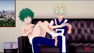 My Hero Academia Yaoi: Deku's Foot Tease During Console Time with Bakugo 