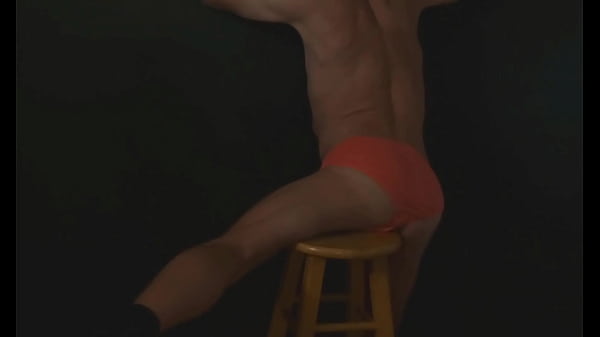 Part 2 down in the dark sneak a peek preview groin stretching on the stool with dark background and bright briefs with the light off 