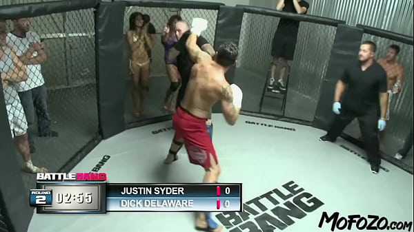 Busty brunette is getting fucked by the cage fighter
