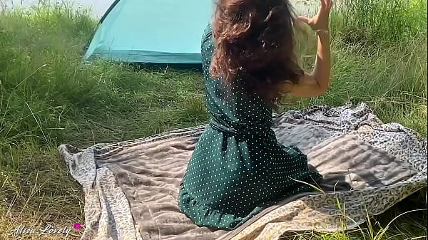 Horny Stepsister in Satin Panties Greedily Sucks Cock and Fucks Doggy Style on the Lake Shore - Amateur Couple Sex Outdoor 