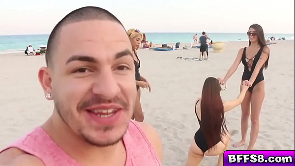 Hot gals got bored and invites the stud to their hotel romm for a foursome