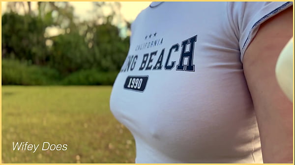 Milf has no bra in public exhibitionist dare 