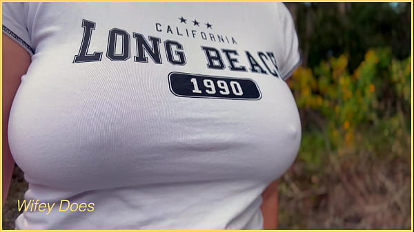 Milf has no bra in public exhibitionist dare