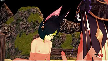 Genshin Impact Yaoi - Thignari x Cyno handjob and anal sex with creampie 