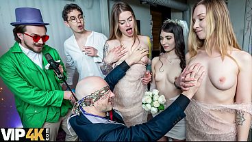 VIP4K. Will the Groom guess where his Bride'_s Boobs are?