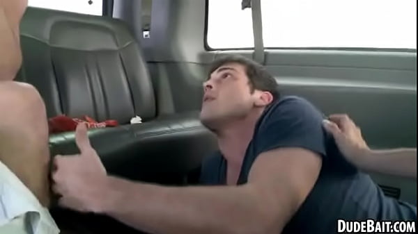 A blindfolded straight hunk is  being sucked off by a stud