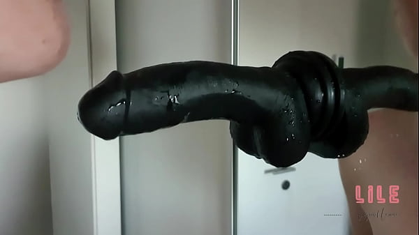 Black dildo goes deep in my throat and pussy 