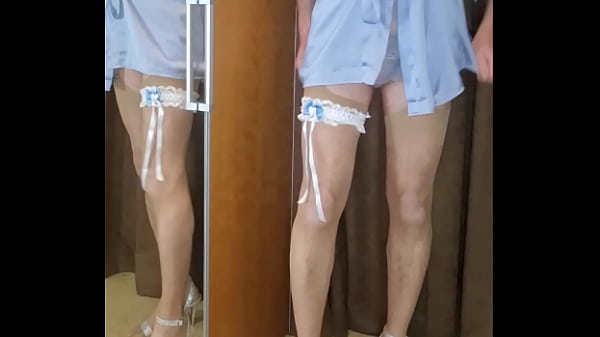 Man dresses in lingerie and stockings jerks off 