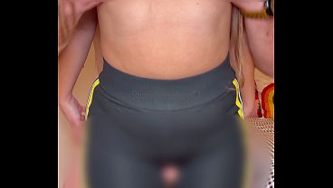 Real couple has dry humping with cumshot on leggings