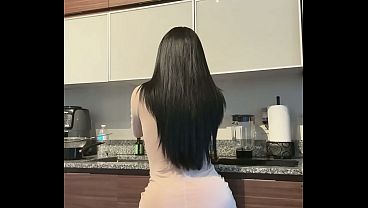 Kitchen Cumslut Solo - Banana Deepthroat To Dripping Pussy Play thumbnail