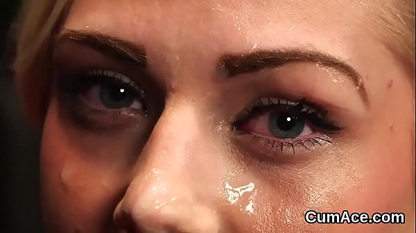 Kinky sex kitten gets sperm shot on her face swallowing all the jism 