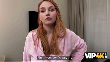 Vip4k. A Redhead Seduced The Debt Collector thumbnail