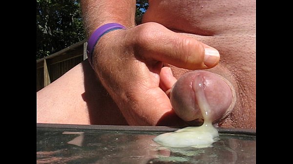 Play MP4 - 65 year old Grandpa shaved uncut cumming in the sun close