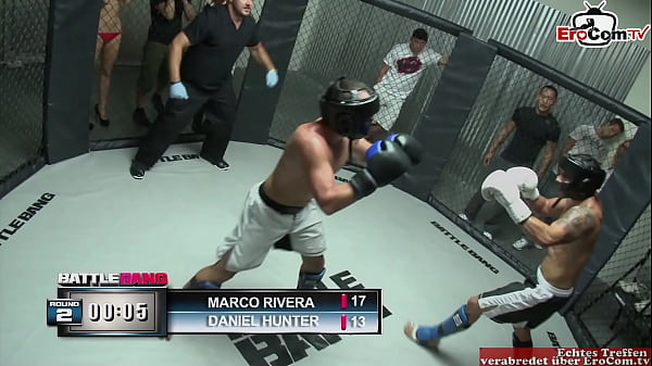 Skinny tattooed blonde with small tits fucks in a boxing_ring