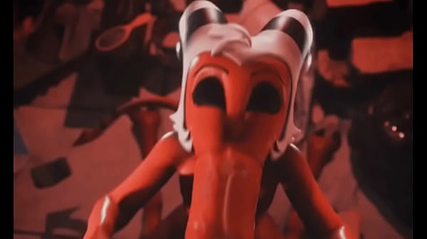 Moxxie deepthroating a Giant red Imp cock outside in his free time after work 