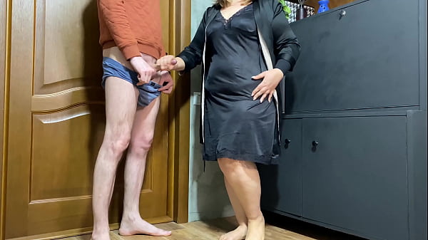 Mother in law allowed stepson in law to cum on her fat ass in a silk nightgown