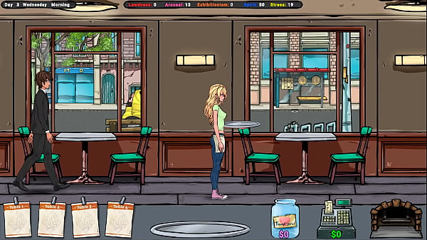 The landlord secretly cums on jenny's ass while she's under the table hentai game 