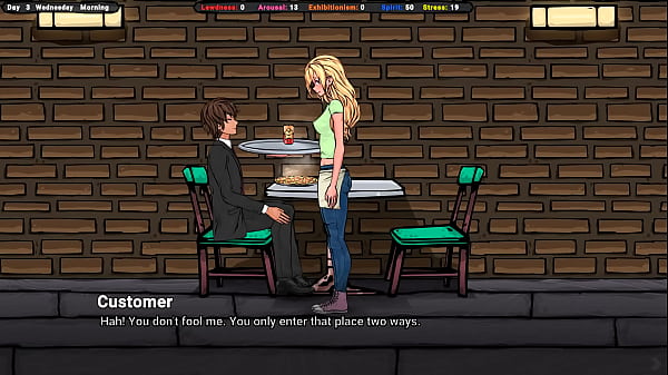 The landlord secretly cums on jenny's ass while she's under the table hentai game 