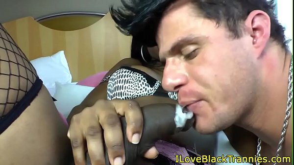 Busty ebony tranny assfucking muscular lover