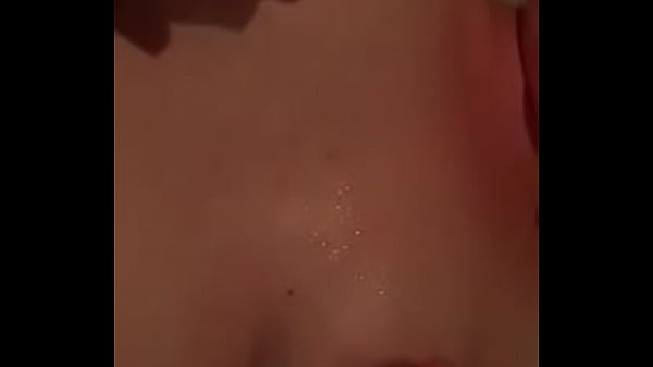 Wife rubs cum all over her tits