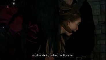 Schlampige Magd wird festgebunden und mit einer Feder zum spucken und Sabbern gebracht (Vorschau) 