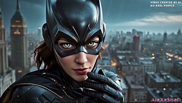 Nonton Batman Fucks His Batgirl Right On The Rooftops Of Gotham .comic Book On. (ai Generated) thumbnail
