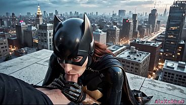 Batman fucks his batgirl right on the rooftops of gotham book version ai generated 