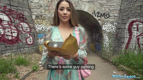 Public agent real hard sex with sexy brunette outdoors