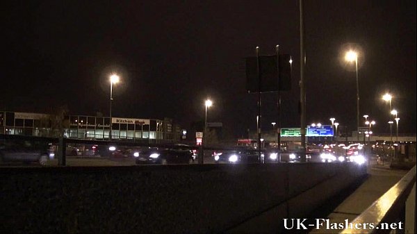 Sexy voyeur evening outdoors_with blonde amateur babe in lingerie_flashing