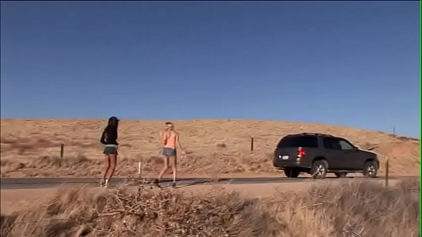 Play MP4 - Two young floozies Allison Pierce&comma; Isabella Pacino travell hitch-hiking hoping to fill their holes with big meat