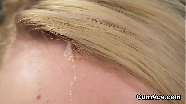 Hot_looker gets cum_shot on_her faceeating_all the_spunk
