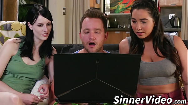 Stepson gets caught jerking off by stepmom who helps him out by sucking his cock and fucking him she rides him like a cowgirl and he cums on her face